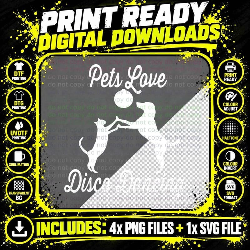 Disco Dancing Cat Dog T-Shirt, Pet Love Apparel Png SVG Digital Bundle
