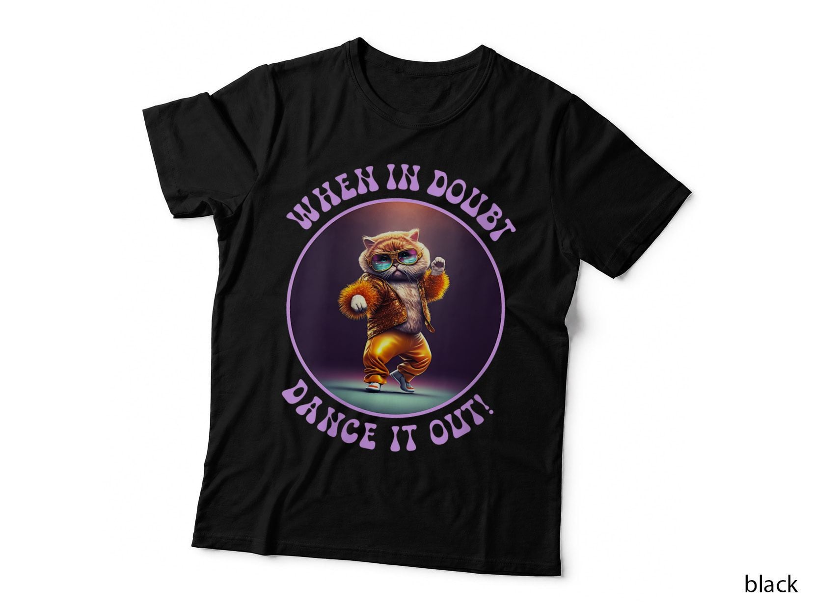 Disco Kitty T-Shirt, Retro 70s Cat Lover, When in Doubt Dance It Out
