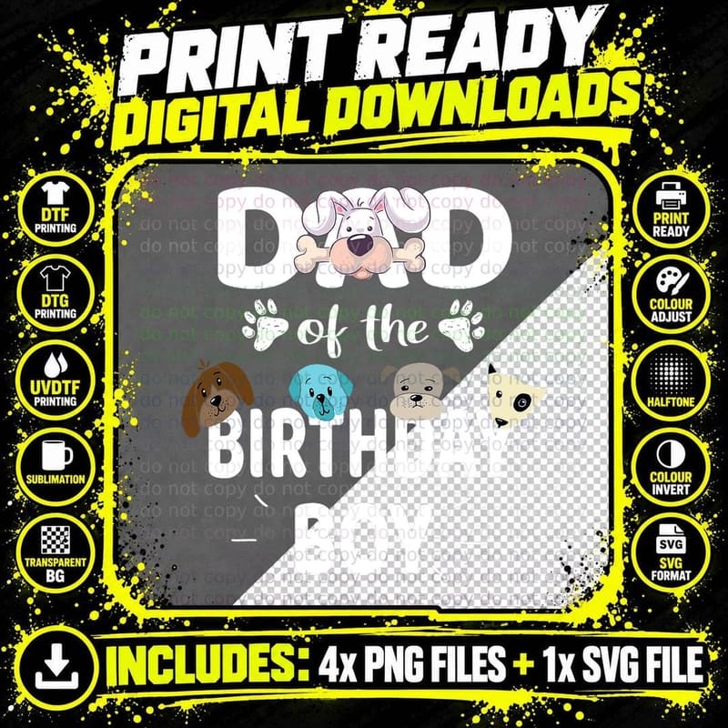 Dog Birthday Boy T-Shirt, Pet Lover Apparel Png SVG Digital Bundle