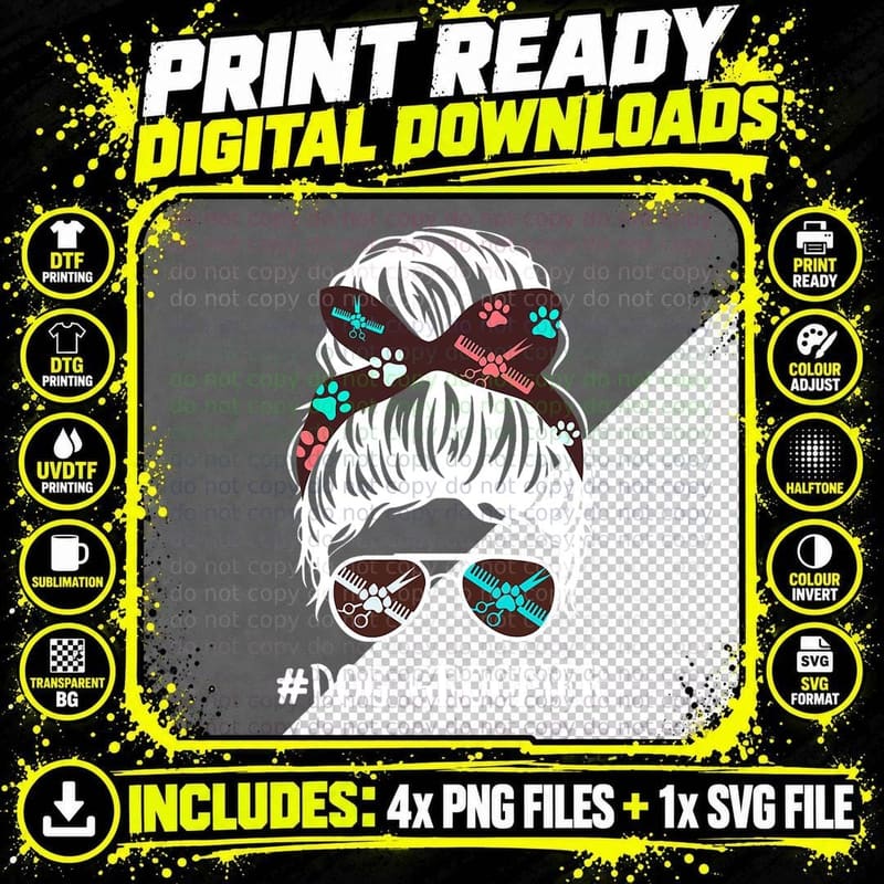 Dog Groomer T-Shirt, Pet Grooming Theme Png SVG Digital Bundle