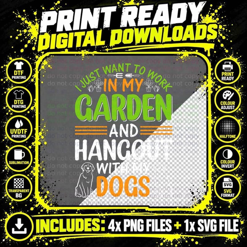 Dog Lover Plant Gardener Garden T-Shirt, Garden Theme Png SVG Digital Bundle
