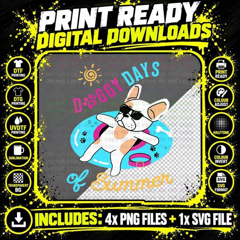Doggy Days of Summer, Funny Dog Lovers Png SVG Digital Bundle