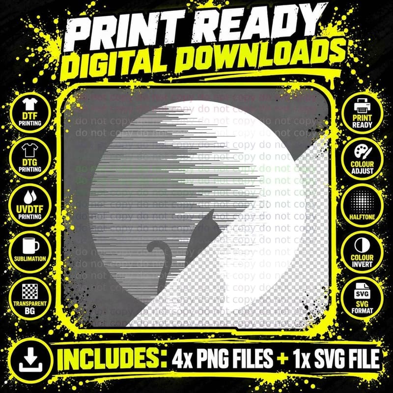 Eclipse and Cat T-Shirt Png SVG Digital Bundle