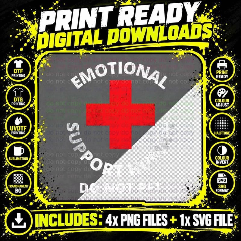 Emotional Support Human Do Not Pet T-Shirt Png SVG Digital Bundle