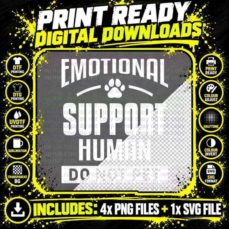 Emotional Support Human Do Not Pet Trained Dogs Service Png SVG Digital Bundle