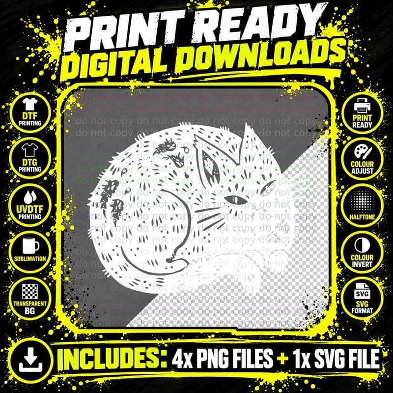 Fatty Cat Sitting T-Shirt Png SVG Digital Bundle