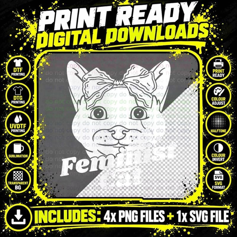 Feminist Cat Pet Lover Cat Lovers Gift Idea Png SVG Digital Bundle