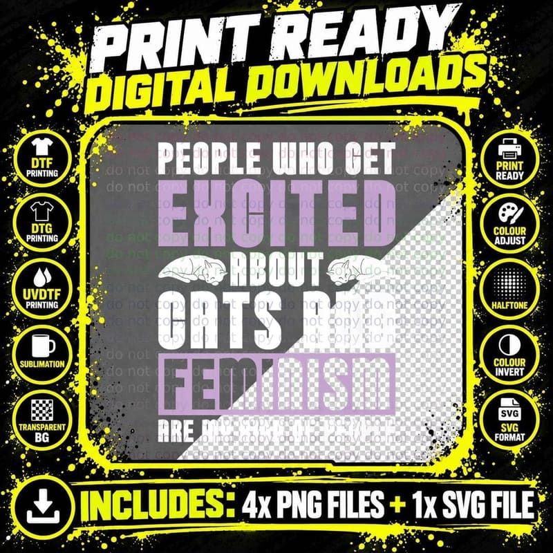 Feminist Equality Rights, Feminism Cat Png SVG Digital Bundle