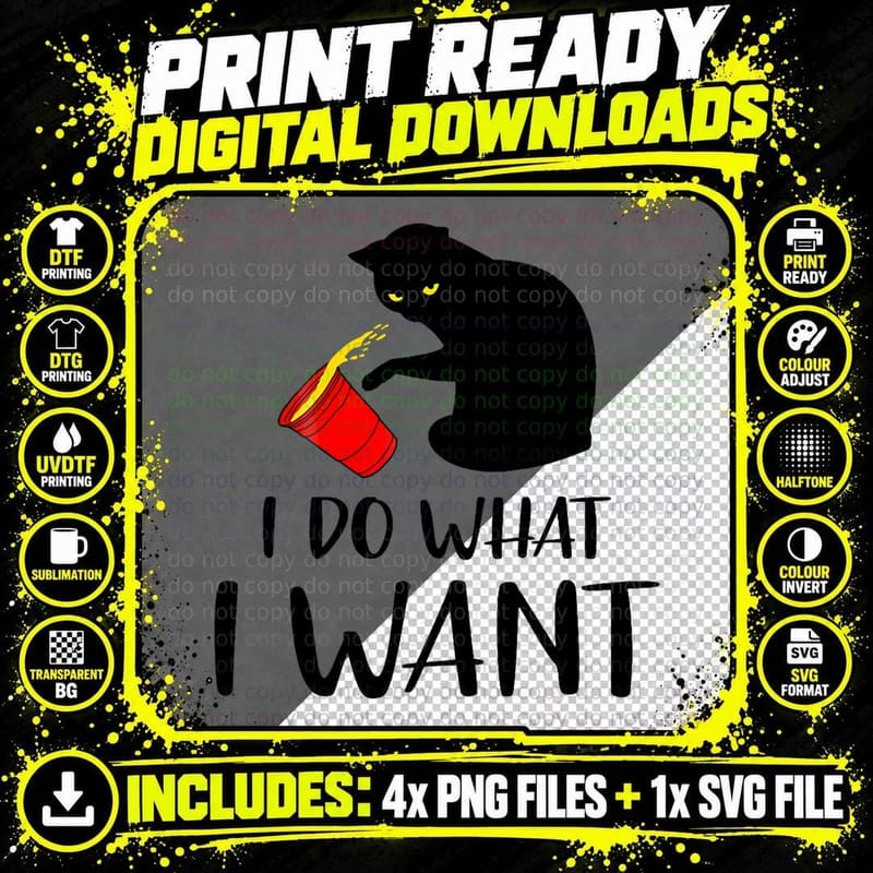 Funny Black Cat Red Cup T-Shirt, Sarcasm Humor Png SVG Digital Bundle