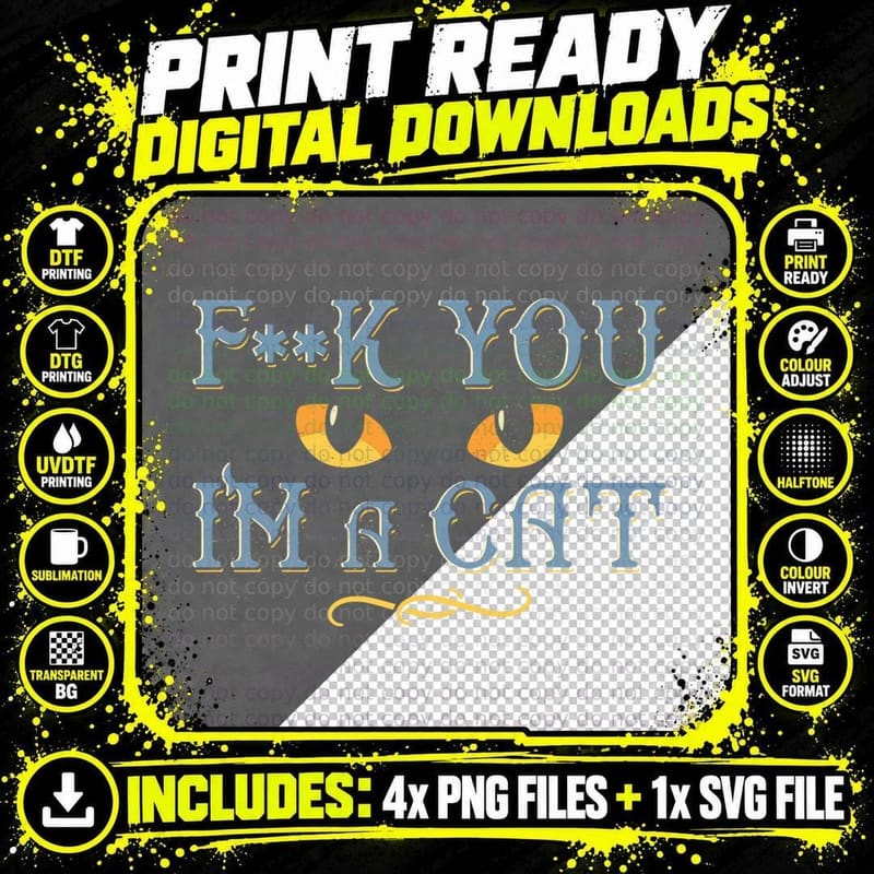 Funny Cat Eyes T-Shirt Png SVG Digital Bundle