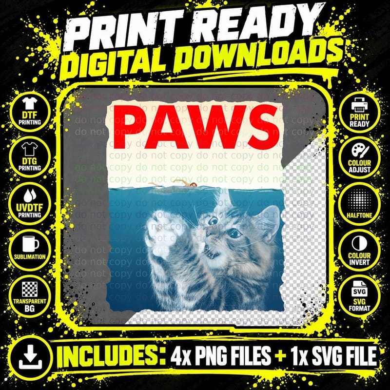 Funny Cat Parody T-Shirt, Shark Kitten Design Png SVG Digital Bundle