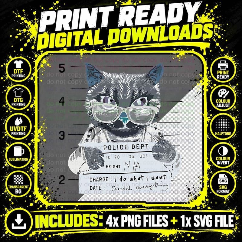 Funny Cat Scratched Everything T-Shirt Png SVG Digital Bundle