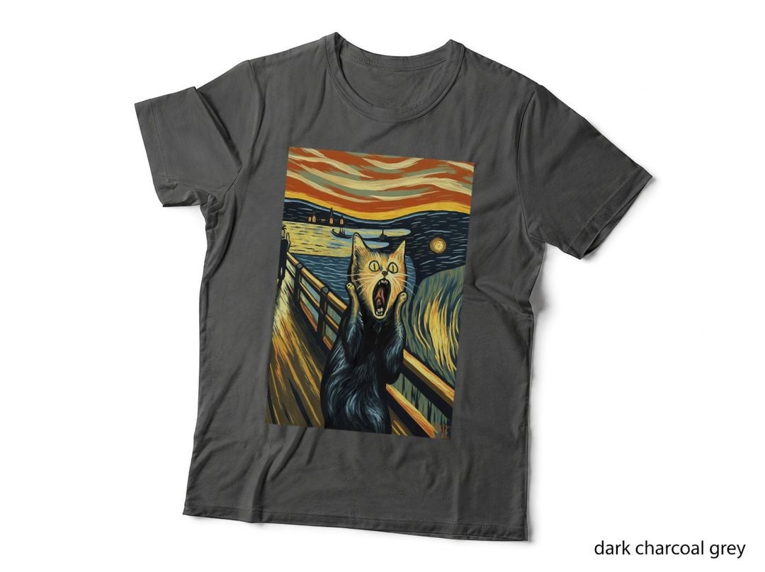 Funny Cat Scream Painting Style Cat Lover Cat Mom Cat Dad T-Shirt
