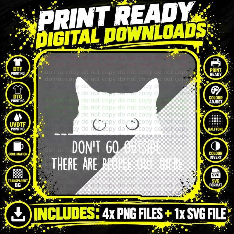 Funny Cat T-Shirt, Sarcastic Humor Design Png SVG Digital Bundle