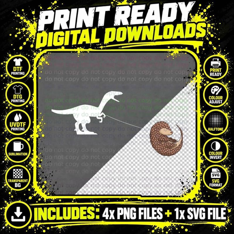 Funny Dinosaur Pangolin Classic T-Shirt, Animal Humor Png SVG Digital Bundle