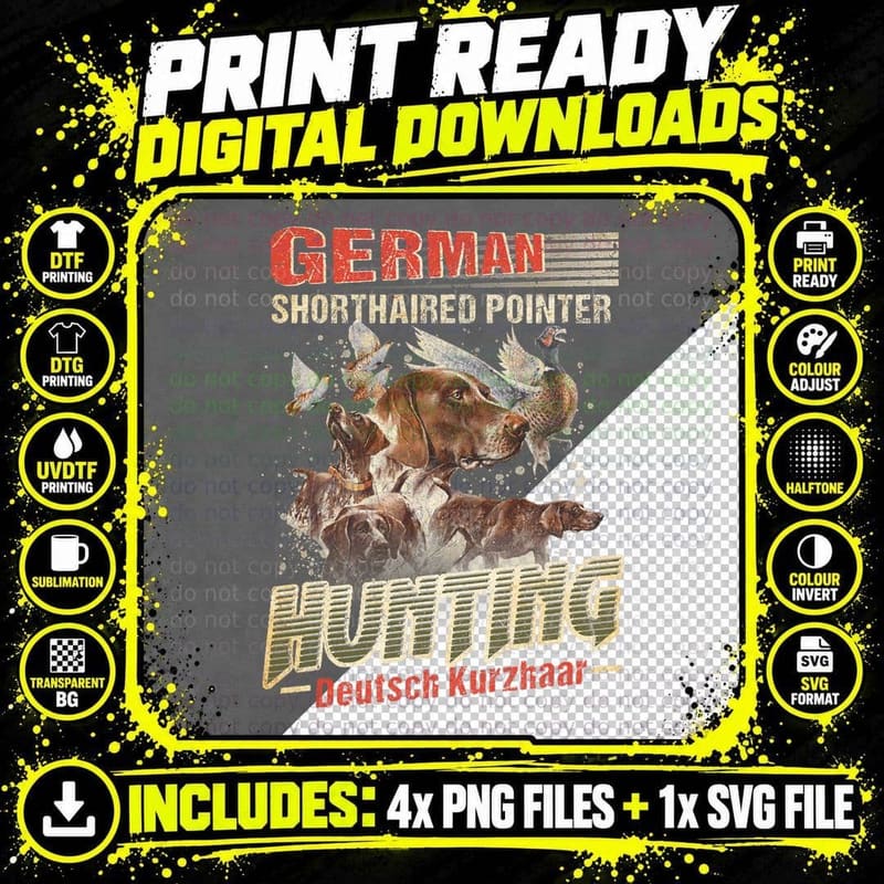 German Shorthaired Pointer Hunting T-Shirt Png SVG Digital Bundle