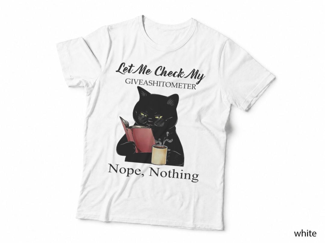 Giveashitometer Black Cat T-Shirt, Sarcastic Humor, Cat Lovers Apparel