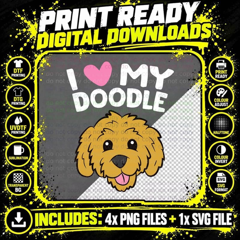 Goldendoodle Dog I Love My Doodle T-Shirt Png SVG Digital Bundle