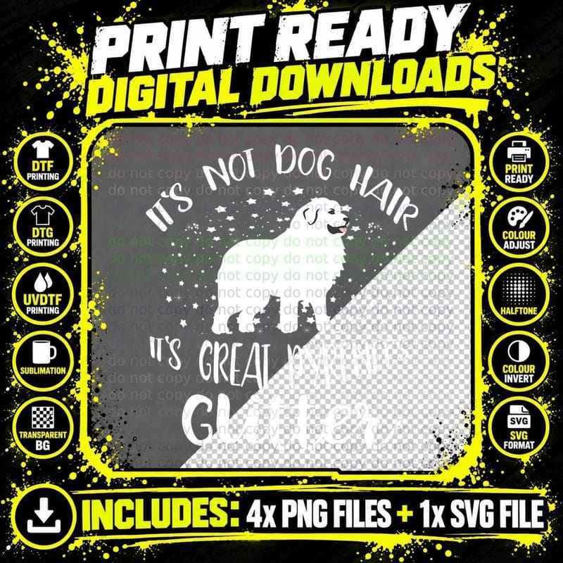 Great Pyrenees Glitter T-Shirt, Pet Lover Apparel Png SVG Digital Bundle