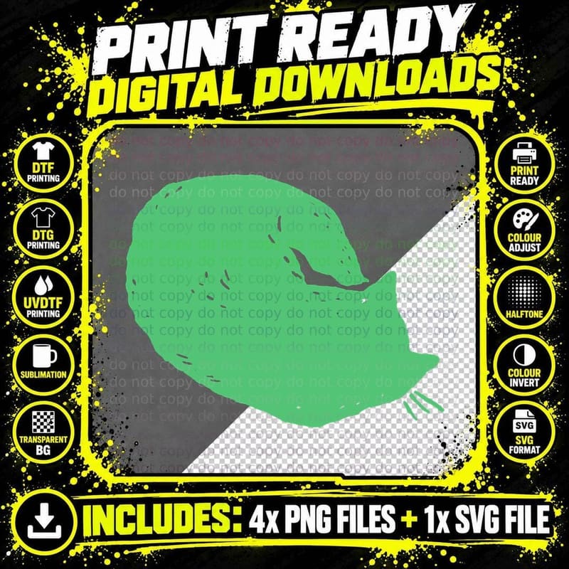 Green Cat Sleeping T-Shirt Png SVG Digital Bundle