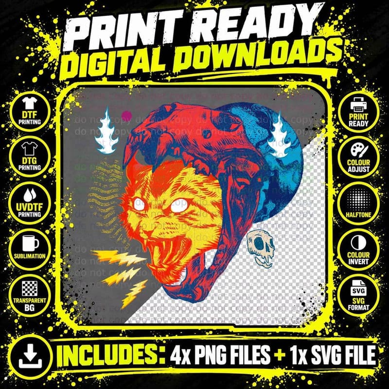 Grumpy Cat and Cat Skull T-Shirt Png SVG Digital Bundle