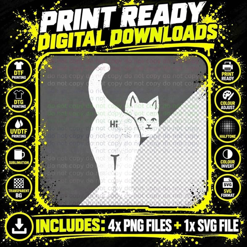 Hello Cat Butt Minimalist Black by Tobe Fonseca T-Shirt Png SVG Digital Bundle