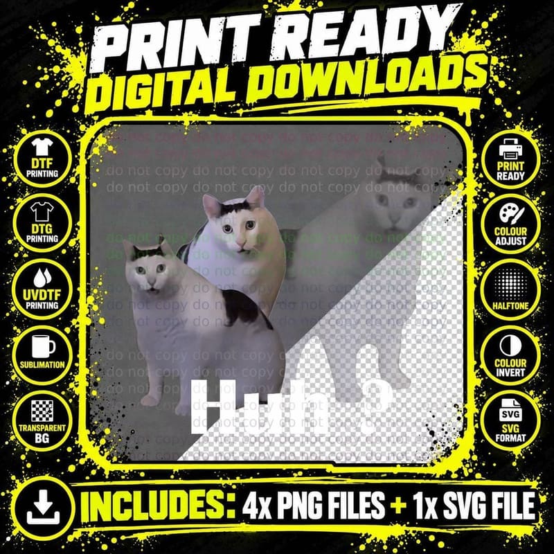 Huh Cat Meme 1 T-Shirt Png SVG Digital Bundle