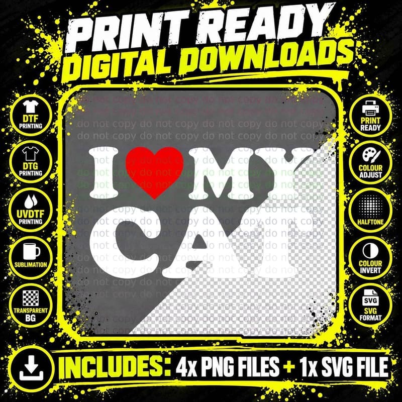 I Love My Cat T-Shirt, Pet Lover Apparel, Cat Lovers Gift Png SVG Digital Bundle