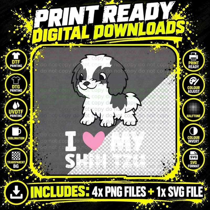 I Love My Shih Tzu T-Shirt, Pet Owner Gift Png SVG Digital Bundle
