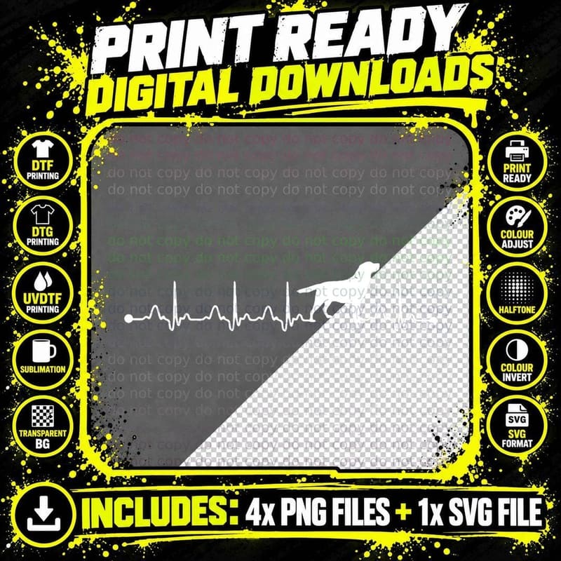Labrador Retriever Heartbeat EKG Dog Mom Png SVG Digital Bundle