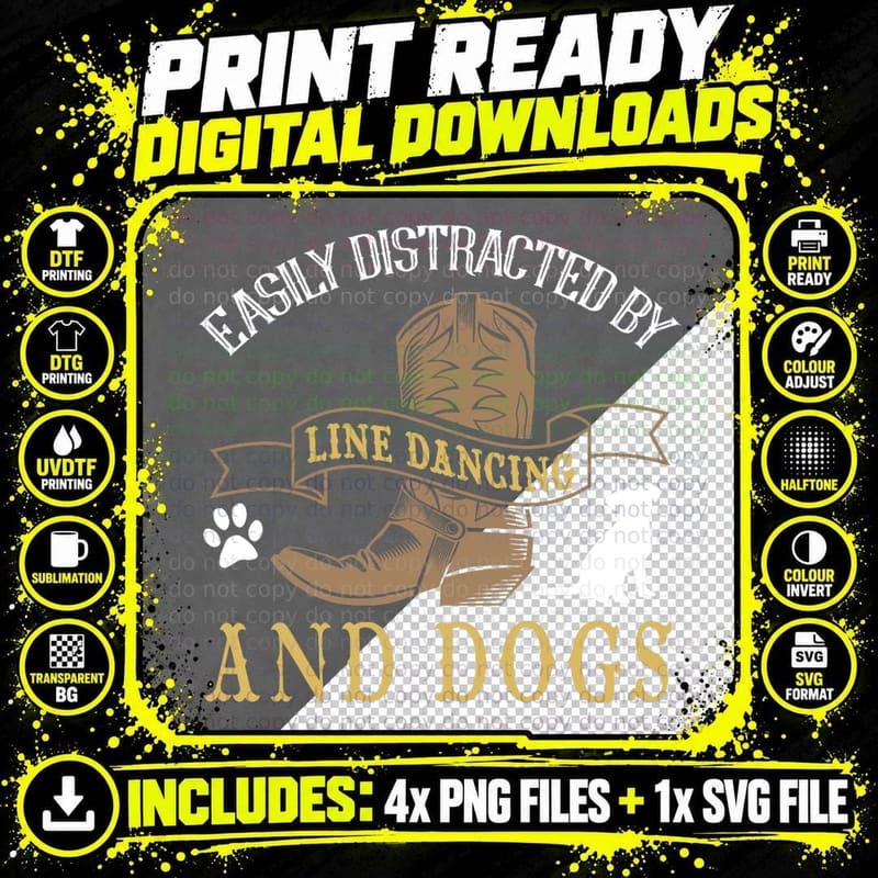 Line Dancing Joke Dog Lover T-Shirt, Funny Humor Design Png SVG Digital Bundle