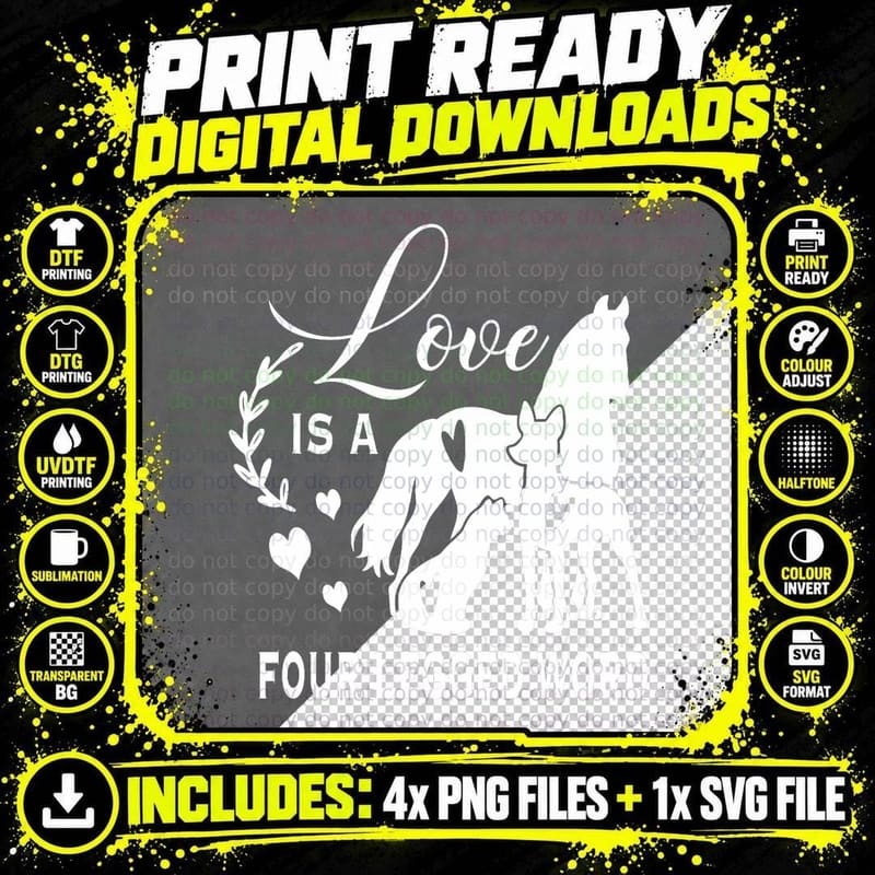 Love Is a 4 Legged Word Dog Lover Cat Lover Horse Lover Png SVG Digital Bundle