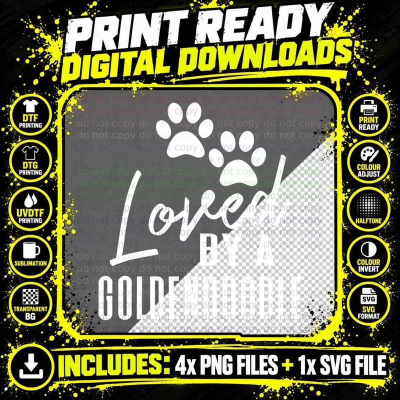 Loved by a Goldendoodle T-Shirt, Pet Lover Apparel Png SVG Digital Bundle