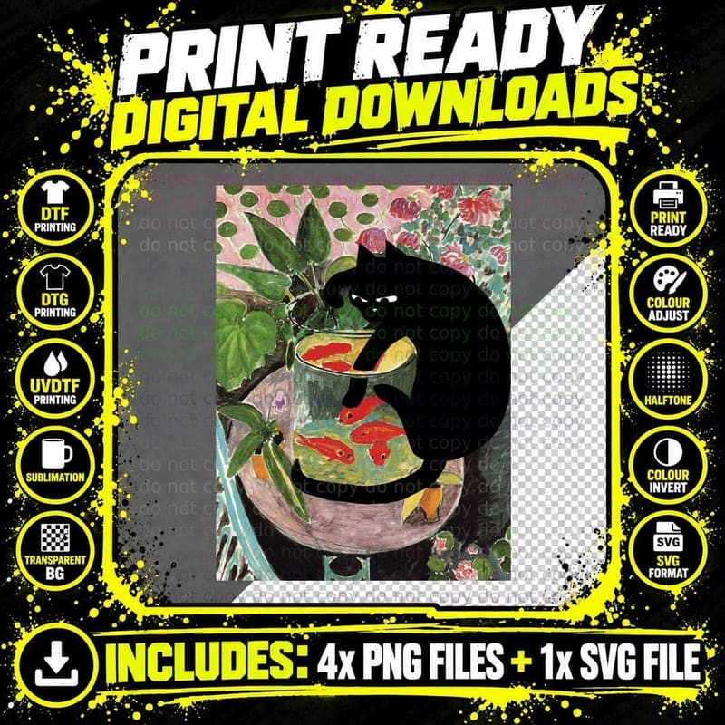 Matisse& 39, S Goldfish and a Cat T-Shirt Png SVG Digital Bundle