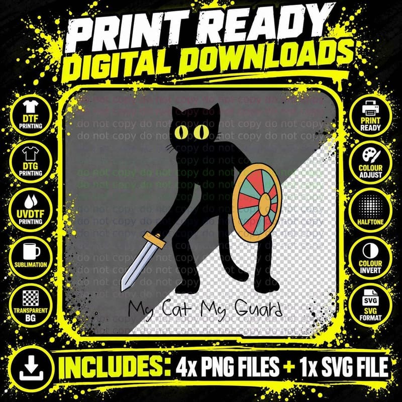 My Cat My Guard T-Shirt Png SVG Digital Bundle