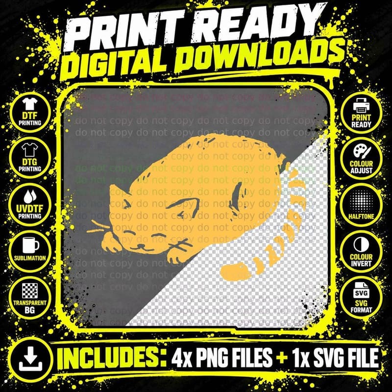 Orange Cat Sleeping T-Shirt Png SVG Digital Bundle