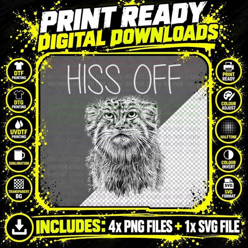 Pallas Cat Hiss off Manul Wild Cat T-Shirt Png SVG Digital Bundle