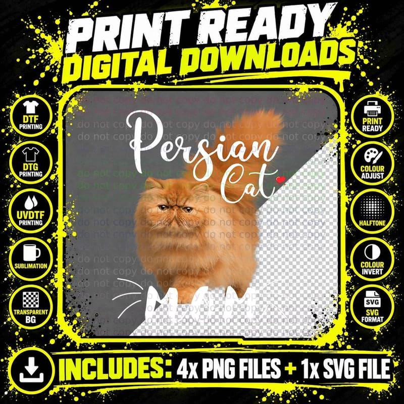 Persian Cat Mom T-Shirt, Cat Lover Apparel Png SVG Digital Bundle