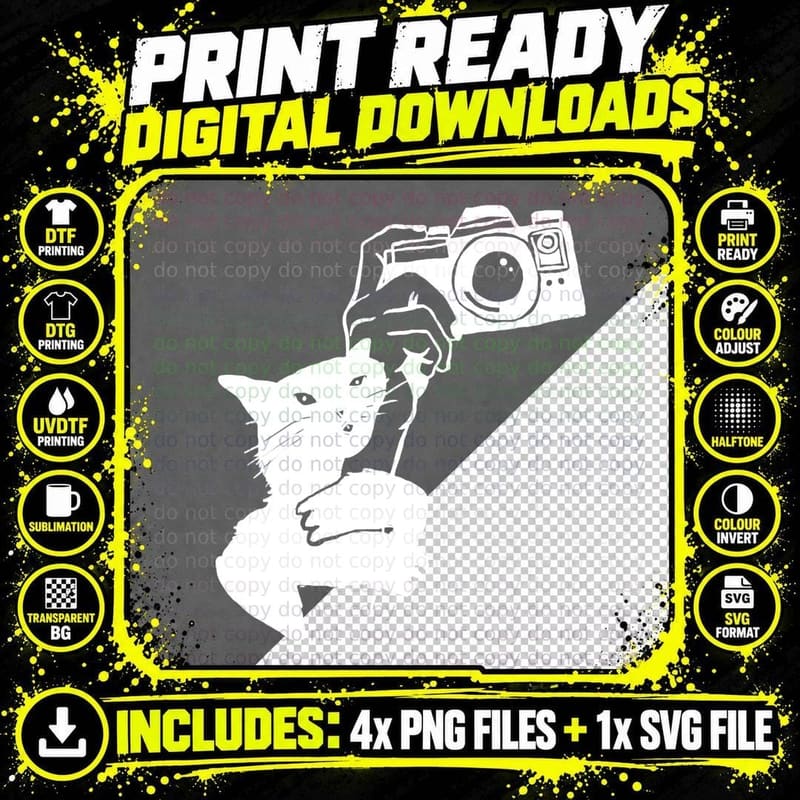 Photography vs Cat T-Shirt Png SVG Digital Bundle