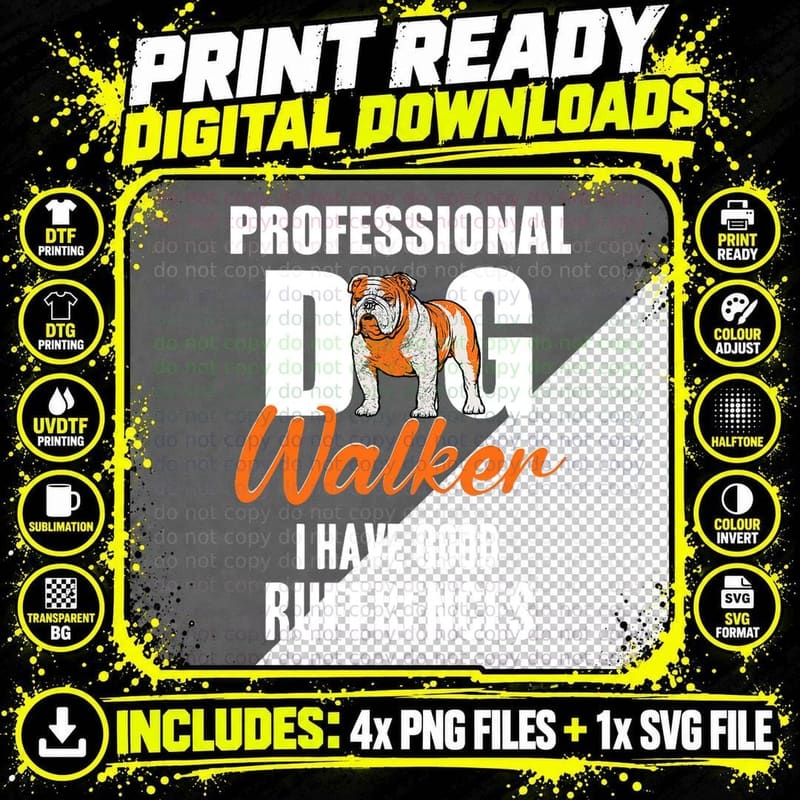 Professional Dog Walker Pet Owner T-Shirt Png SVG Digital Bundle