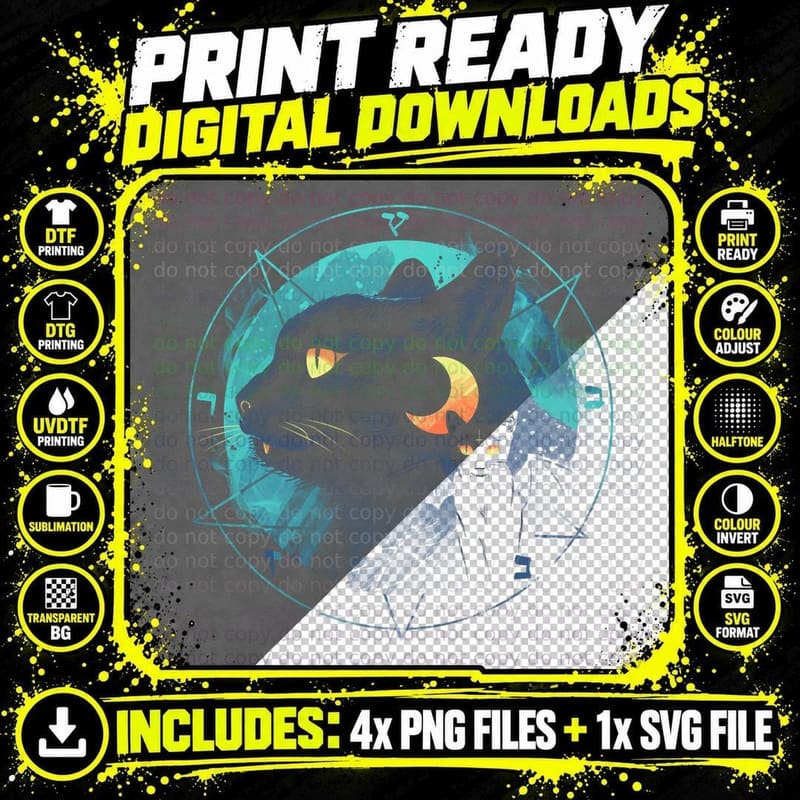 Puss the Evil Cat T-Shirt Png SVG Digital Bundle
