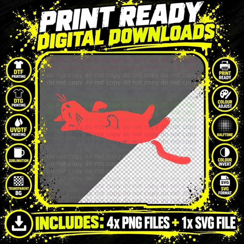 Red Cat Sleeping T-Shirt Png SVG Digital Bundle