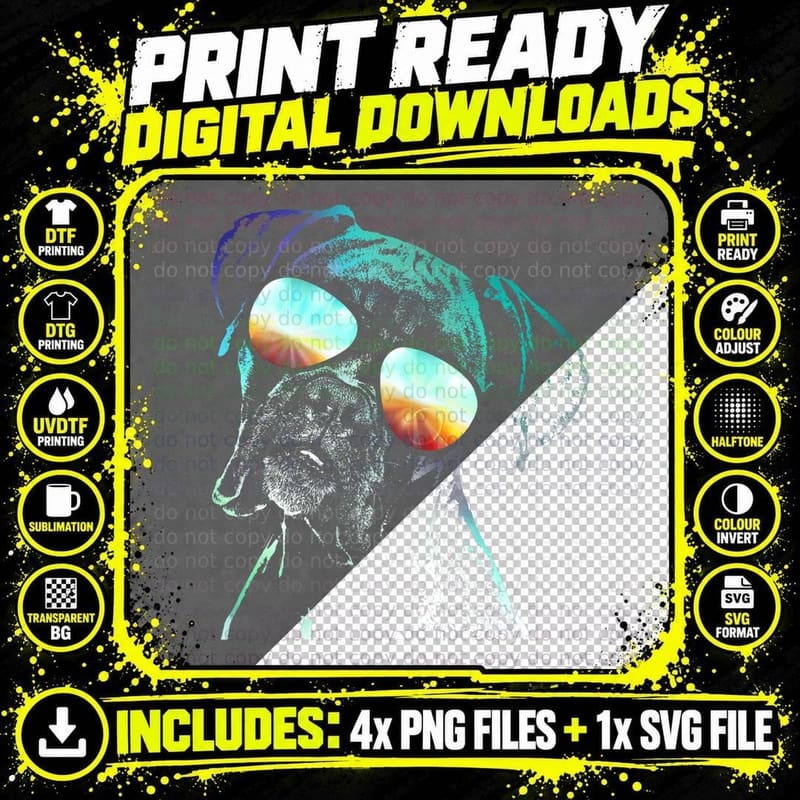 Retro Disco Dog Boxer T-Shirt, Vintage 80s Party Png SVG Digital Bundle