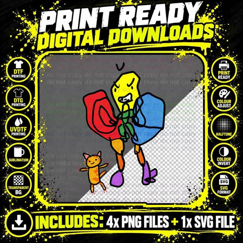 Robot CPU & Its Cat T-Shirt Png SVG Digital Bundle