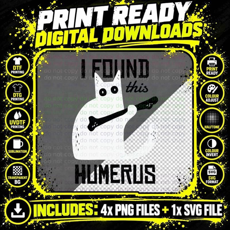 Scary I Found This Humerus Cat T-Shirt Png SVG Digital Bundle