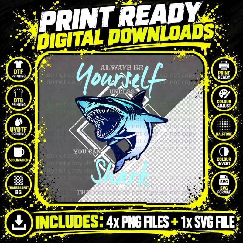 Shark T-Shirt, Quote Typography, Animal Lover Apparel Png SVG Digital Bundle