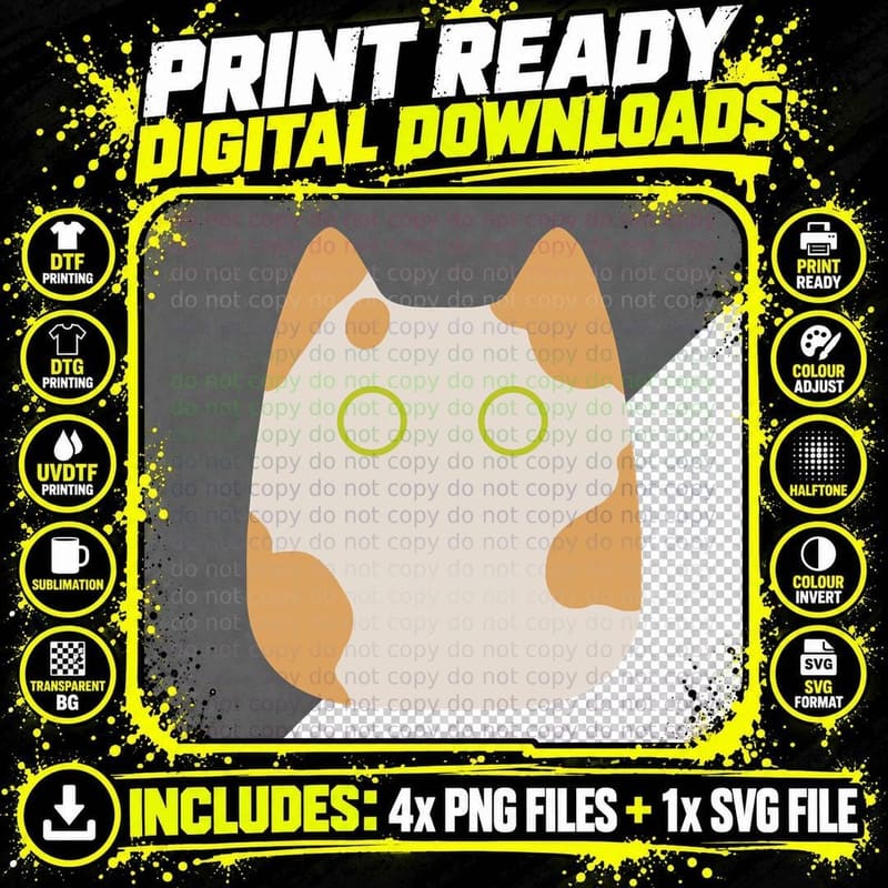 Simple Cat Tabby T-Shirt Png SVG Digital Bundle