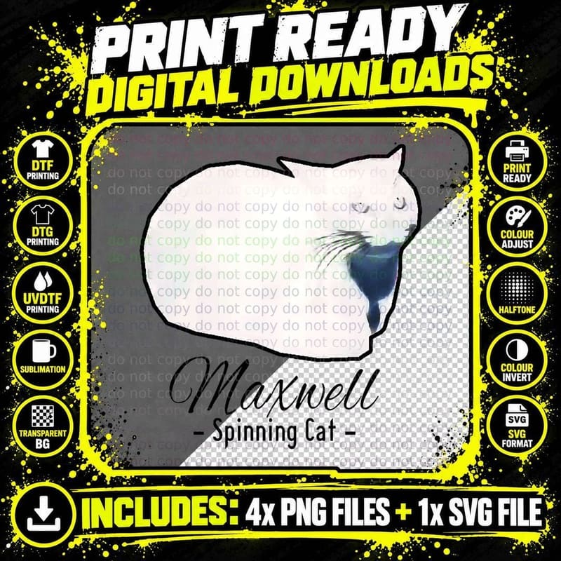 Spinning Cat Meme Maxwell T-Shirt, Cat Meme Art Png SVG Digital Bundle