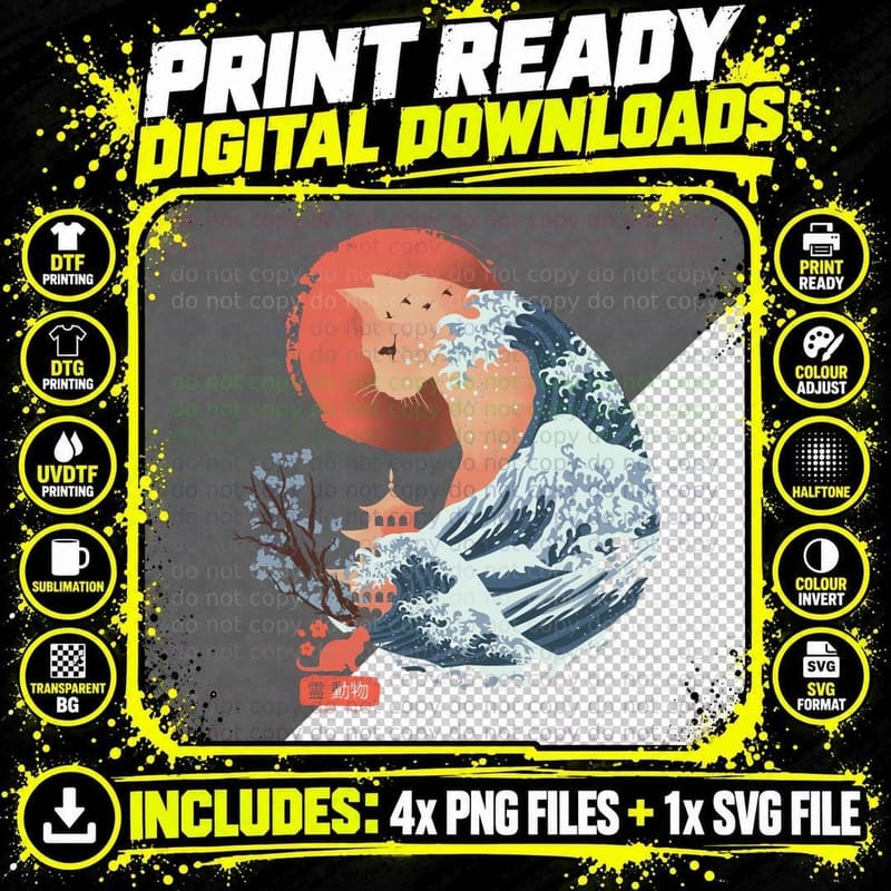 Spirit Animal Cat T-Shirt Png SVG Digital Bundle