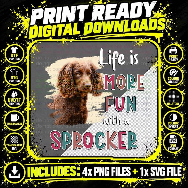 Sprocker Spaniel T-Shirt, Pet Lover Apparel Png SVG Digital Bundle